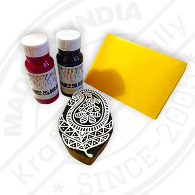 Krafts officially Carry patta wooden printing blocks with printing colours 639083 Deep Carved Printing Blocks(Pack of 4)