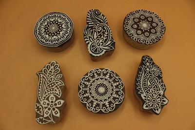 handmadebazar wooden printing stamps blocks Printing Blocks(Pack of 6)