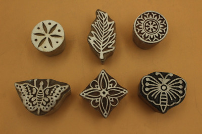 handmadebazar Printing Stamps Wooden Fabric Painting Block Printing Blocks(Pack of 6)