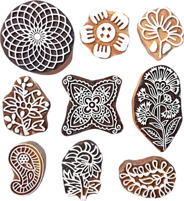 Kraftwala Wooden Printing Blocks DIY Handcrafted Soaps Art Craft Stamps Printing Blocks(Pack of 9)