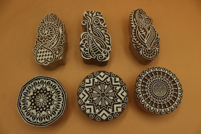 handmadebazar Wooden Printing Blocks Stamps Printing Blocks(Pack of 6)