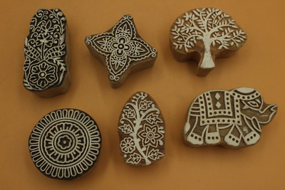 handmadebazar Wooden Stamps Printing Printing Blocks(Pack of 6)