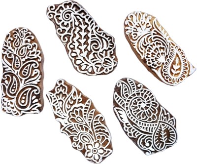 Kraftwala Wooden Deep Craved DIY Art Craft Mehndi Stamp Clay Impression Printing Blocks(Pack of 5)