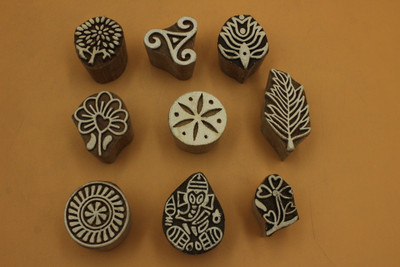 jaipurkala Wooden Printing Block for Stamps Printing Blocks(Pack of 9)