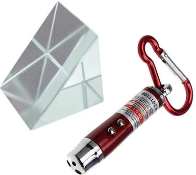 ERHIndia 1 Pc 50 x 50mm Right Angle Glass Prism with Toy Laser for Physics Lab, Science Solid Prism