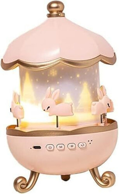 NIYANETAIL Bunny Carousel Night Light Projector, 6 Set Films Rotating LED Lamp Projector Mobile Mod(Compatible only with   Battery)
