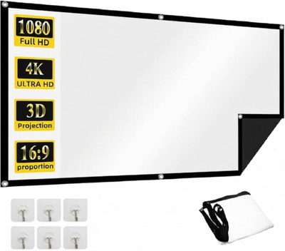 XTECTORVIEW 110 Inch Foldable Projector Screen 16:9 | Portable Full HD 3D 4K Home Theatre Projector Screen (Width 244 cm x 137 cm Height)