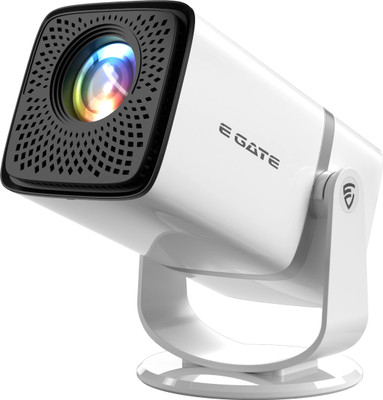 Egate Atom 3X | Native FHD 1080p & 4K Support, 13.0 Android Projector | 300 ISO lm (300 lm / 1 Speaker / Wireless / Remote Controller) Projector(White)