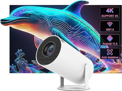 VRUM HD Portable Projector Android 11 YouTube Builtin Apps 5G WiFi Auto Keystone (3000 lm) Portable Projector(White)