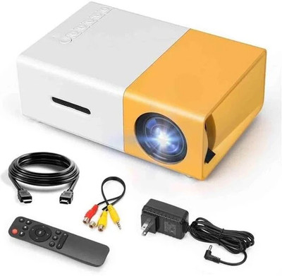Nizix Mini Home Theater Projector | 720P HD | USB, HDMI, SD | Remote Included (600 lm / Remote Controller) Portable Projector(Yellow)