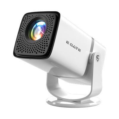 Egate Atom 3X | Native FHD 1080p & 4K Support, 13.0 Android Projector | 300 ISO lm (9000 lm / 1 Speaker / Wireless / Remote Controller) Portable | Netflix Prime | Inbuilt Speaker, ARC-HDMI USB WiFi-6 BT Screen Mirroring Projector(White)