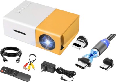 Sagar Enterprise Mini built-in Speaker Projector & Magnetic Cable Combo with (600 lm / Remote Controller) Portable Projector(Yellow, White)