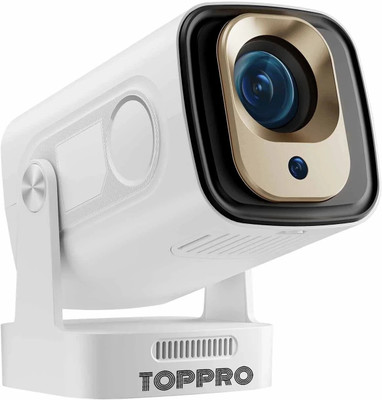 TOPPRO HY260PRO Full HD 4K Support Android Projector | Auto Focus | WiFi BT | Air Mouse (8000 lm / 1 Speaker / Wireless / Remote Controller) Portable Projector(White)