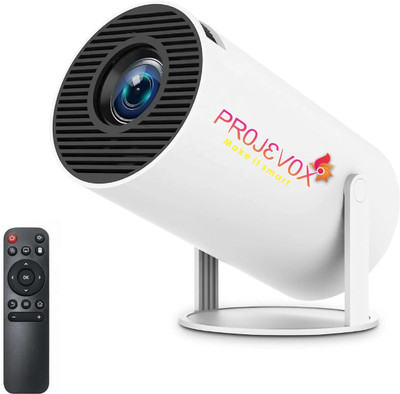 Projevox HY300 Full HD Native 720P Support Android 11 Wifi BT Freestyle Auto Keystone (5000 lm / 1 Speaker / Wireless / Remote Controller) Portable Projector(Black And White)