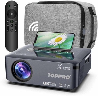 TOPPRO X1 Android 9.0 Full HD 2/16GB 5G WiFi/BT 5.0 Voice Control Remote 300 ANSI Lumen (12000 lm / 1 Speaker / Wireless / Remote Controller) Portable Projector(X1)