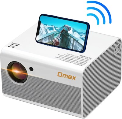 Omex Upgrade Android 9.0 FHD 1920×1080p HD New 5G Wifi, bluetooth 4D Correction (4500 lm / 2 Speaker / Wireless / Remote Controller) Portable Projector(White)