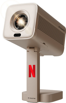 Egate Atom 4X+ 4K HDR Projector Native 1080p Android 12 | HDR10 HDMI | Netflix Prime (400 lm / 1 Speaker / Wireless / Remote Controller) Projector(Gold)