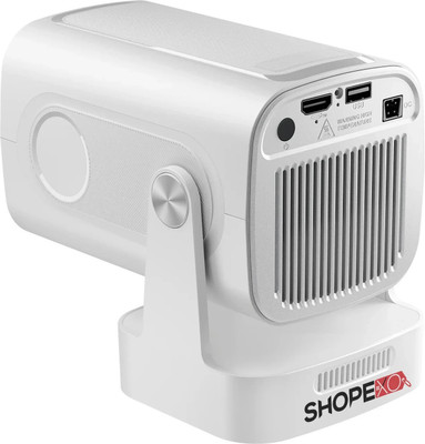 Shopexo HY260 Pro Auto Focus Android 4K Support Native Full HD Bluetooth Wifi FreeStyle (8000 lm / 1 Speaker / Wireless / Remote Controller) Portable Projector(White)