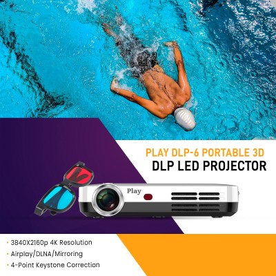 PLAY PP072 6000 lm DLP Corded Mobiles Portable Projector (7500 lm / Wireless / Remote Controller) Portable Projector(White)