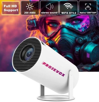 Projevox HY300 Full HD Native 720P Support Android 11 Wifi BT Freestyle Auto Keystone (5000 lm / 1 Speaker / Wireless / Remote Controller) Portable Projector(Black And White)