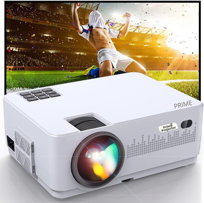 Prime Projector Latest PS3A FHD Ultra HD Latest Android 2K WiFi Bluetooth (6000 lm / 2 Speaker / Wireless / Remote Controller) Portable Projector(Bestselling Projector White)