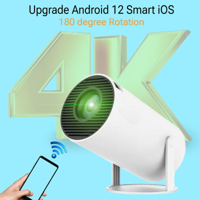 Omex 4K Android 12 BT5.0 Dual Band WiFi6G (260 ANSI) Netflix Prime YouTube (4000 lm / 1 Speaker / Wireless / Remote Controller) Portable Projector(White)
