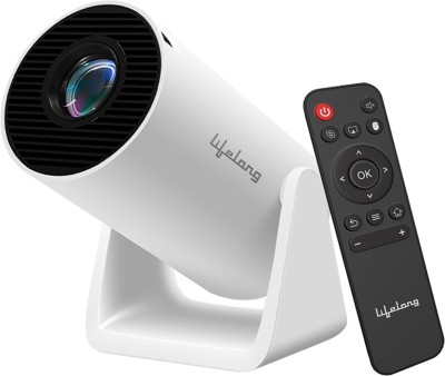 Lifelong LightBeam (2500 lm / 1 Speaker) Portable Android 720p HD Native with 4K, Upto 120-inch Display, Inbuilt Speaker, Bluetooth, Wi-Fi, Smart Apps Support like Netflix, Prime, Yotube Smart Home Projector(White)