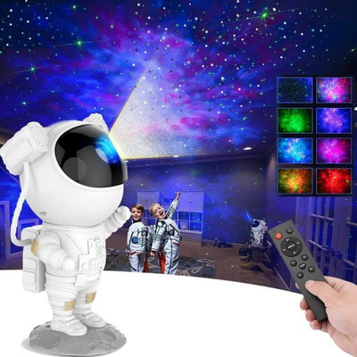 Jaaro Adjustable Timer Kids Astronaut Nebula Night Light Projector (50 lm / Remote Controller) Portable Projector(White)