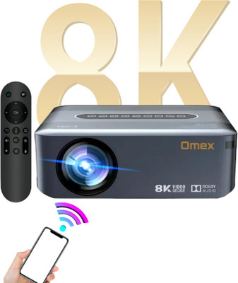 Omex Android Dolby Audio Dual Wifi 5G BT5.0 E-Focus 4k decoding 6D Keystone (9000 lm) Portable Projector(Black)