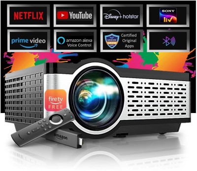Egate i9 Pro Max FTS (6900 lm / 1 Speaker / Remote Controller) Full HD 1080p Native, Fire TV Stick Included in the Box (Certified Netflix, Prime, Hotstar & More), AV, VGA, HDMI, SD Card, USB Projector(Black)