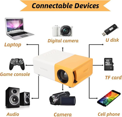 Bluenin YG300- A21 mini home theater LED projector with remote controller (600 lm) Portable Projector(White)