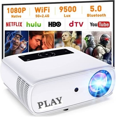 PLAY Newly Launched MP8 Model Portable Native Full HD LED 5G WiFi Android 2K 4K 3840 x 2160P Projector with fast processor technology by Advance Projector (7500 lm / Wireless / Remote Controller) Portable Projector(White)