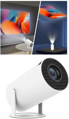 Amit SmartMiniProjectorWiFi6Bluetooth5.0ProtableProjectorSupport4KwithAndroidTV12.0 (200 lm / 2 Speaker / Wireless / Remote Controller) Portable Projector(White)