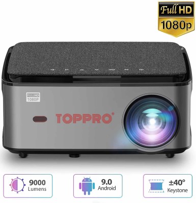 TOPPRO RD828 | 4K 2K Full HD Projector | Android 9.0, 2.4G+5G Ultra Fast Wireless Wi-Fi (9000 lm / 1 Speaker / Wireless / Remote Controller) Portable Projector(Grey)