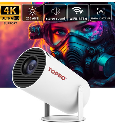 Topro HY300 4GB/8GB, HD Android
11 Projector WiFi 7/BT 6.0
180° Rotation Auto Keystone (6000 lm / 1 Speaker / Wireless / Remote Controller) Portable Projector(White)