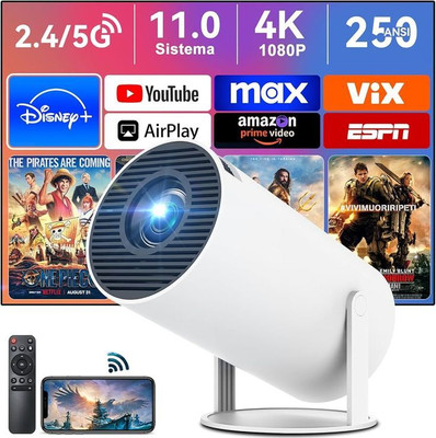 Offtrot Smart 4K LED Projector 720p Resolution 2500 Lumens With Anykast (4500 lm / 1 Speaker / Wireless / Remote Controller) Portable Projector(White)