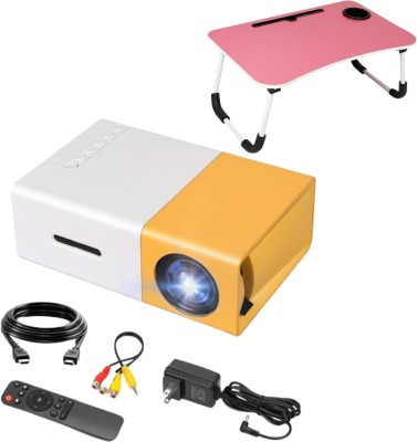 Sagar Enterprise Mini built-in Speaker Projector & Foldable Laptop table Combo with (600 lm / 2 Speaker / Remote Controller) Portable Projector(Yellow, White)