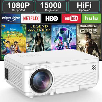 IBS wifi 130 inch, 20000 hours LED Lamp AV/VGA/USB/SD/HDMI (30 lm / 2 Speaker / Remote Controller) Portable Projector(White, Black)