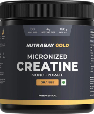Nutrabay Gold Micronized Creatine Monohydrate, Pre/Post Workout, Flavoured Amino Acid Creatine(120 g, Orange)