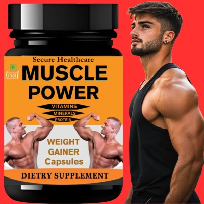 Secure Healthcare Muscle Power Weight Gain Capsule & Weight Gain For Men & Women Weight Gainers/Mass Gainers(30 Capsules, No Flavored)