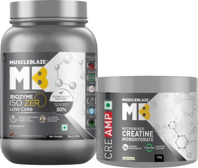 MUSCLEBLAZE Biozyme Iso-Zero, Low Carb Isolate & Creatine, 100 g Whey Protein(1 kg, Rich Chocolate, Unflavoured)