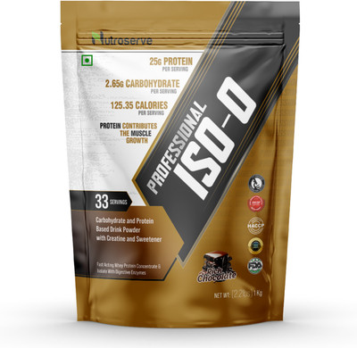 nutroserve Professional ISO-0 Whey Protein Isolate Supplement for Muscle Growth Recovery Whey Protein(1 kg, Rich Chocolate)