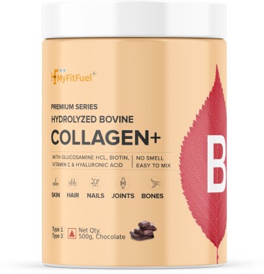 MyFitFuel Premium Bovine Collagen +Biotin, Hyaluronic Acid, Vitamin C &More 500g Mango Protein Shake(500 g, Mango)