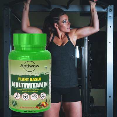ACTIWOW Plant Based Multivitamin for Mood Enhancement & Mental Focus Plant-Based Protein(30 Capsules, No Flavor)