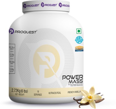 PROQUEST Power Mass Gainer with 17g Protein & 3g Creatine | High Protein High Calorie Weight Gainers/Mass Gainers(6 pounds, French Vanilla)