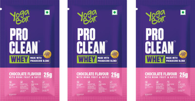 Yogabar Whey Protein Isolate + Concentrate|Chocolate 105g |25g Protein/Scoop|35g x 3 Whey Protein(105 g, Chocolate Flavor)