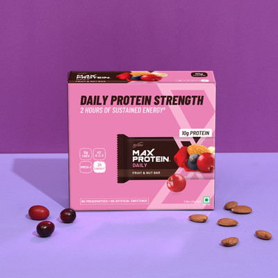 RiteBite Max Protein Daily Fruit & Nut 10g Protein Bars with 5g Fiber, No Cholesterol & Trans Fat Protein Bars(300 g, Fruit & Nut)