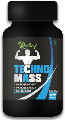 Riffway Techno Mass High Protein Supplement | Weight Gain Capsule |Underweight Men Women Weight Gainers/Mass Gainers(60 Capsules, UNFLAVOUR)