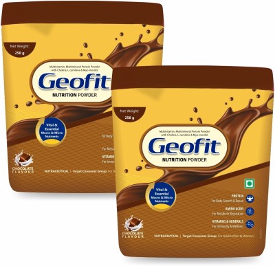 GEOFIT Protein Powder Chocolate Flavor with Nutritional Benefits 250g - Pack of 2 Protein Blends(500 g, Chocolate)