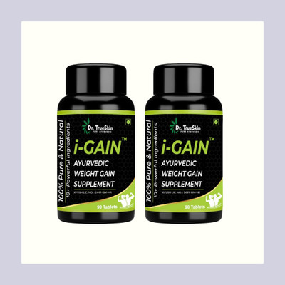 Dr.trueskin i-Gain Body Mass Natural Strength Tablets ++ 2Pcs Nutrition Bars(180 Capsules, Unflavored)